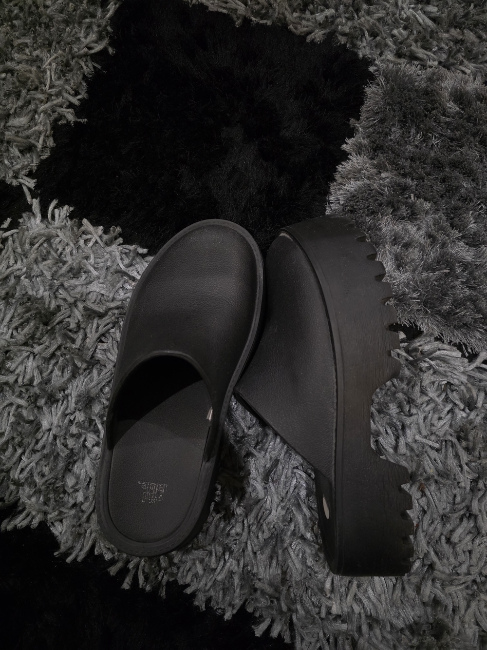 Black Platform Clog Mules